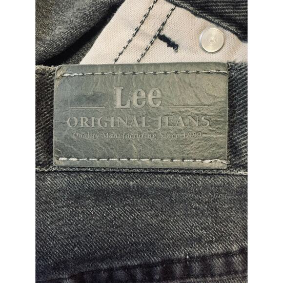 14M Lee Womens Original Jeans Black Mom Fit Denim Casual 5 Pockets Distressed - Picture 10 of 12